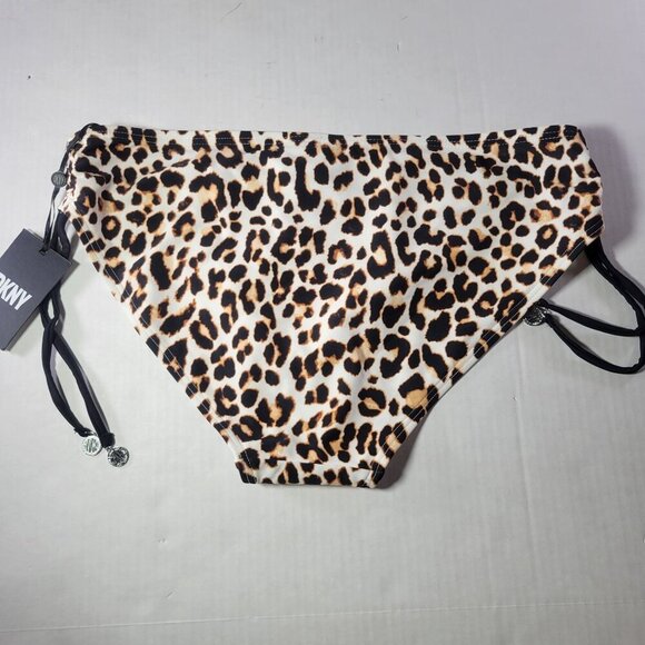 DKNY Women Leopard Print Hipster Bikini Bottom With Side Strings Size XL - Picture 4 of 5